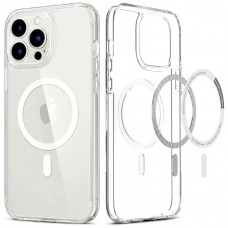 Накладка задняя iPhone 15 Pro Max силиконовая прозрачная с Magsafe