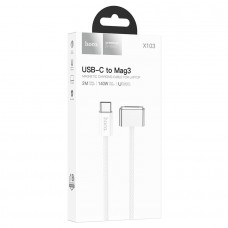 USB кабель для зарядки MacBook Type-C на Mag3 140W (Hoco) в оплетке магнитный 2м X103 (белый)