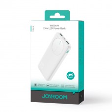 Внешний АКБ JoyRoom (2 USB выхода/Type-C) светодиодный блок питания (10000mAh)(JR-PBF12) White