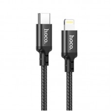 USB Lightining Cable на Type-C (Hoco) 2.4A круглый в оплетке 3м 20W черный X14 