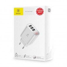 СЗУ с 3 USB выходами 3.4А с индикатором White (Baseus)(CCALL-BH01)