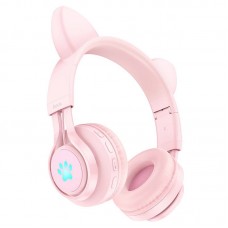 Наушники (Hoco) беспроводные накладные W39 Cat ear Pink