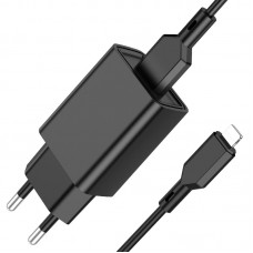 СЗУ с USB выходом 2,1 А +кабель Lightining 1м (Borofone) BA64A (сдвижной блистер)(черное)	