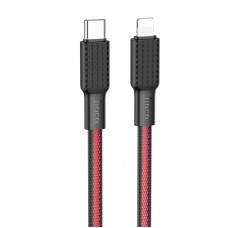 USB Lightining Cable (Hoco) на Type-C плоский в оплетке 20W 1м X69