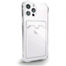Чехол прозрачный силиконовый iPhone 12 Pro Max с кармашком для карт 