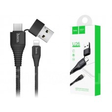 USB кабель 3 в 1 USB/Apple 8 pin/Type-C (Hoco) U26