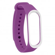 Ремешок к фитнес-браслету Xiaomi Mi Band 3 силиконовый фиолетовый с белой вставкой