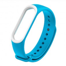Ремешок к фитнес-браслету Xiaomi Mi Band 3 силиконовый синий с белой вставкой
