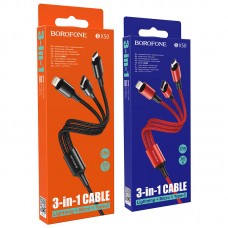 USB кабель 3в1 Micro-USB/Lightining/Type-C (BOROFONE) 2,4A, 1m BX50